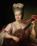 Francois-Hubert Drouais Madame Clotilde playing the guitar oil